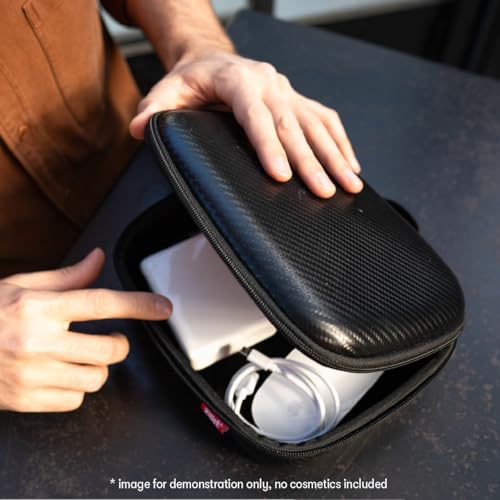 ZIPIT Carbon Electronic Organizer Case, Hard Shell EVA Travel Cable Organizer for Chargers, Cords & Tech Accessories, Black
