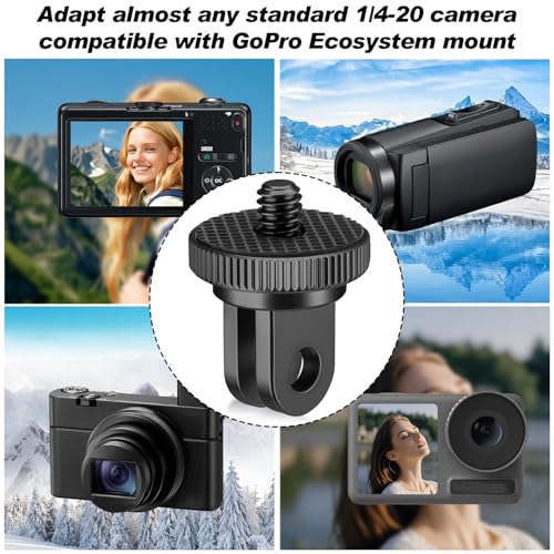 Frienda 4 Pieces Aluminum Camera Tripod Mount Adapter 1/4-20 Conversion Adapter for Tripod Compatible with GoPro Action Cameras and Other Standard 1/4 Accessories(Red, Black, Blue) - color: Red, Black, Blue