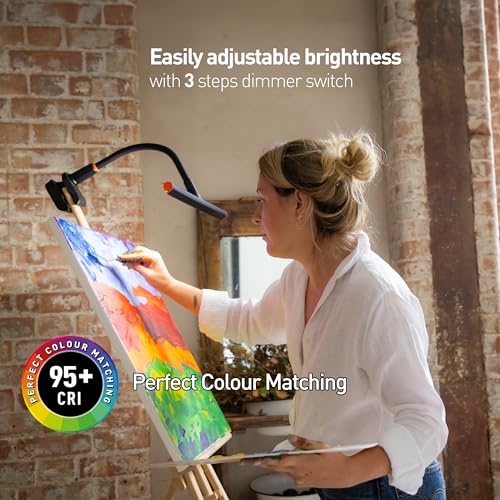 Daylight Company Easel Lamp Go™ Premium 95+ CRI LED Art Lamp with 3-Step Dimmer, USB-C Cable, and Built-in Battery for Superb Color Reproduction and Uninterrupted Illumination - style: Easel Lamp