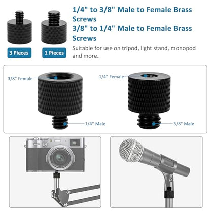 24 Pcs Camera Tripod Adapter, 1/4 to 3/8 Threaded Converter Camera Screw Mount Set,Tripod Thread Adapter for DSLR Camera, Monopod, Ballhead, Quick Release Plate, Flash Light - color: 24 Pcs Camera Mount Screw