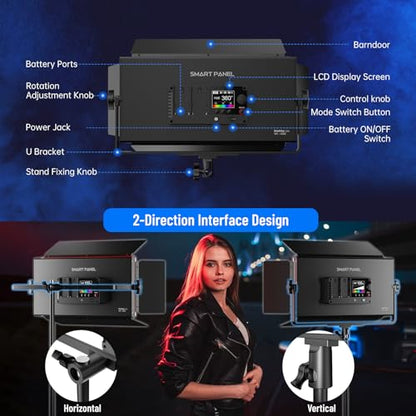 Mettlelite SPL420C RGB LED Video Light with APP Control, 360° Full Color RGB Panel Light, 2800K-8000K, CRI/TLCI 97+, 10 Scenes, Professional Photography Studio Lighting for YouTube/Stream/Photo/Video - size: SPL420C - 1 Light