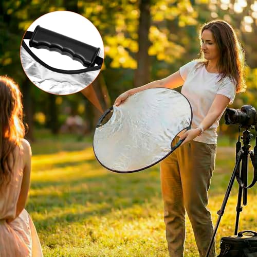 QWORK 32" (80cm) 5-in-1 Collapsible Light Reflector & Diffuser - Translucent, Silver, Gold, White, Black, Multi Disc Photography Reflector for Studio Outdoor Photography