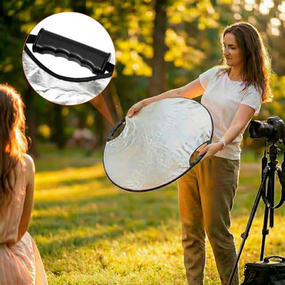 QWORK 32" (80cm) 5-in-1 Collapsible Light Reflector & Diffuser - Translucent, Silver, Gold, White, Black, Multi Disc Photography Reflector for Studio Outdoor Photography