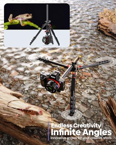 68" Horizontal Overhead Tripod for Camera, Aluminum Camera Tripod with Ball Head for Macro & Overhead Shooting, Detachable Monopod, 1/4" Arca QR Plate, 33lb Load Capacity