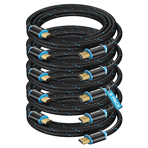 Maximm Hdmi Cable 4K 6 Ft, 5 Pack, Braided, 18Gbps, Hdmi 2.0, Gold-Plated - color: 5 Pack, size: 6 Feet