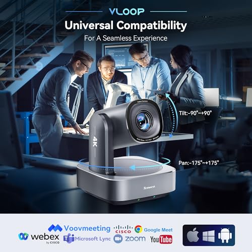 Tenveo 4K PTZ Camera, AI Humanoid & Face Auto-Tracking, 20X Optical + 8X Digital Zoom, USB3.0/HDMI/LAN PoE IP Live Streaming for Church Worship Broadcast Events Video Conference YouTube OBS - color: Silver
