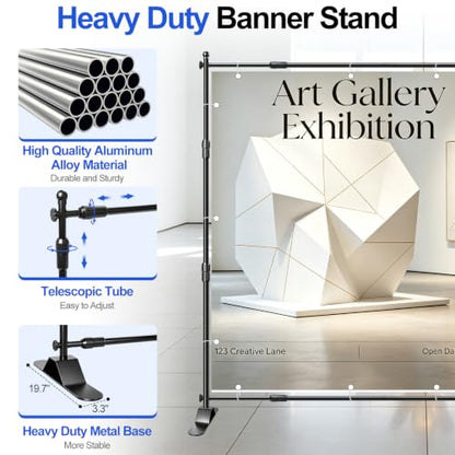 FUDESY Photo Backdrop Banner Stand, 8x8ft Adjustable Step and Repeat Stand | Heavy Duty, 8x8 Backdrop Stand, Telescopic Tube, Party, Display, Trade Show, Photography, Wedding, Photo Booth - size: 8x8ft