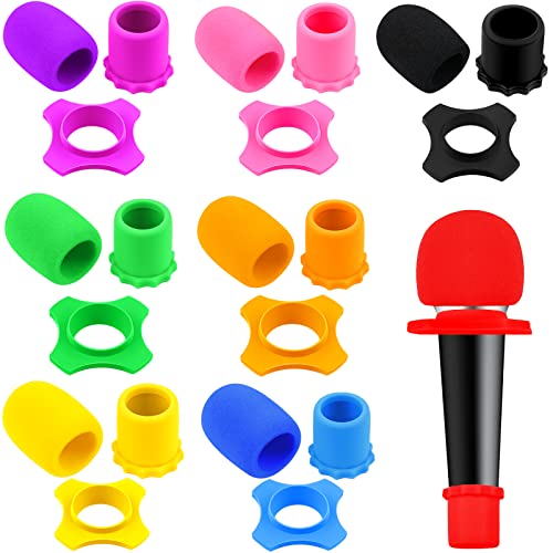 Flutesan 8 Set Microphone Cover Foam Mic Cover Microphone Windscreen Shakeproof Wireless Handheld Mic Protection Silicone Ring Anti Rolling Bottom Rod Sleeve Holder Foam Filter(Mixed) - color: Mixed