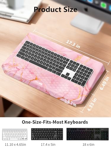 2-in-1 Ergonomic Keyboard Stand with Wrist Rest, Comfy Keyboard Riser Holder with Massage Design, Pink Marble - color: Pink Marble