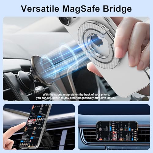 Magnetic Phone Grip Stand for iPhone 17 Pro Max/Air/16e/16/15 Pro Max, MagSafe Ring Holder Gym Finger Ring Grip Kickstand Two-Sided Magnetic Car Mount for Samsung Galaxy Z Flip7/Fold7/S26 Ultra/S25 FE - color: silver