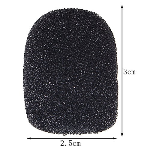 15 Pack Foam Microphone Windscreen, Lapel Headset Microphone Sponge Mini Foam Cover Shield Protection for Variety of Headset (Black) - color: Black