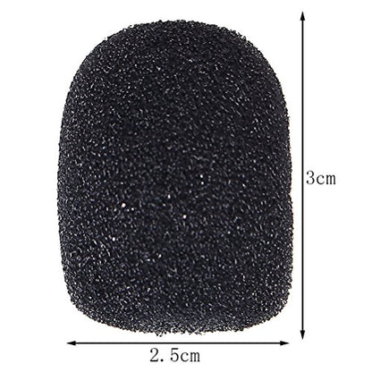15 Pack Foam Microphone Windscreen, Lapel Headset Microphone Sponge Mini Foam Cover Shield Protection for Variety of Headset (Black) - color: Black