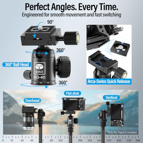 SIRUI Lightweight Carbon Fiber Travel Tripod, 6kg Load Capacity Compact Camera Support with Carry Bag, Portable for DSLR Mirrorless Cameras, Max Height 54" for Hiking Vacation Vlogging - size: AM-5C - 54 inches