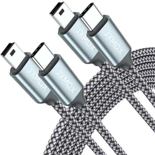JXMOX USB C to Mini USB Cable,(3.3ft 2-Pack) Mini USB to Type C Cable Charging Cord for GoPro Hero 3+, PS3 Controller, MP3 Player, Dash Cam, Digital Camera, GPS Receiver, PDAs and More Mini B Devices