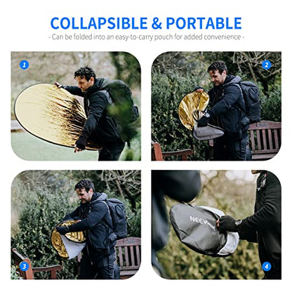 NEEWER 32 Inch/80 Centimeter Light Reflector Light Diffuser 5 in 1 Collapsible Multi Disc with Bag - Translucent, Silver, Gold, White, and Black for Studio Photography Lighting and Outdoor Lighting - size: 80cm