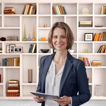 CGXINS White Bookshelf Office Backdrop Photo Backdrop 7x5ft Video Conference Zoom Backdrop Home Office Decoration Banner Polyester Company Video Conference Background - size: 7x5 FT