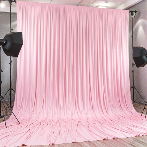 10x12 FT Pink Backdrop Curtain for Parties Wrinkle Free Photo Backdrop Curtains Polyester Wedding Back Drop Cloth Background for Birthday Photography Portraits Pet Photoshoot Prom Decoration - color: Pink, size: 5'(W) x 12'(H), 2 panels