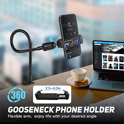 Desktop Mic Stand 13" Flexible Gooseneck Microphone Stand Desk Universal Microphone/Phone Stand Holder with Heavy Duty Desk Clamp, Mic Clip, 3/8" to 5/8" Screw Adapter for Universal Mic - size: 13INCHS