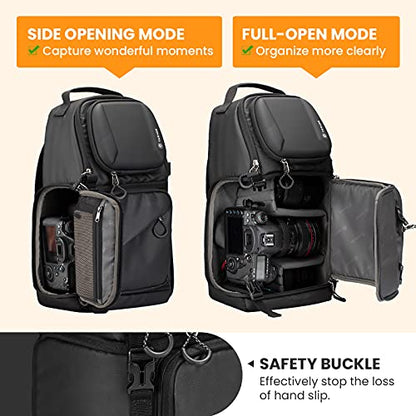 TARION Camera Sling Bag Backpack - DSLR Sling Camera Bag for Photographers | Cross body Sling Bag with Raincover Tripod Holder Photography Compact Slingpack Black TR-S - color: Sling Bag Black, size: Large