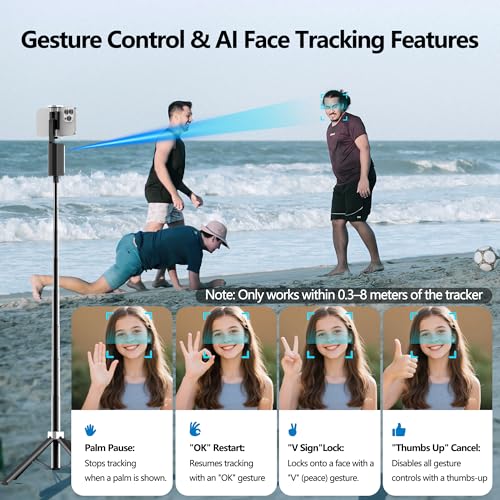 Auto Face Tracking Selfie Stick Tripod for iPhone, Minimalist 360° Rotating AI Tracking Tripod with Wireless Control, 60" Extended Phone Holder for Content Creation Vlogging, Live Streaming - style: basic