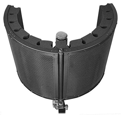 Rockville ROCKSHIELD 4 Large Studio Mic Isolation Shield, Vocal Recording | 2" Acoustic Foam, Steel Frame, Foldable, Stand and Desktop Mount, 5/8" Adapter, Podcast, Voice Over, 2-Panel Booth