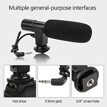 Camera Microphone, Lightweight Portable Condenser Microphone with Windsheid for Camera Camcorder