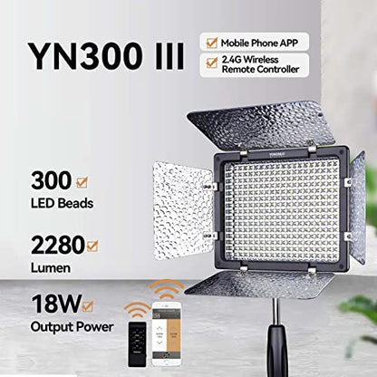 YONGNUO YN300 III YN-300 III LED Video Light with 5600k | Panel Camera Lights Support Adjustable brightness for Canon Nikon Pentax Olympus Samsung