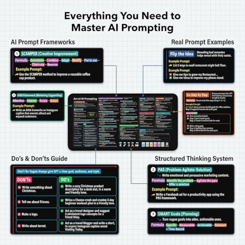 Chat GPT Cheat Sheet Desk Mat | How to Write an Effective Prompt Using Chatgpt, Copilot Cheat Sheet Lambock New Version Large Desk Pad for Keyboard and Mouse | 16x32 in NEW - size: New Version-16x32 in