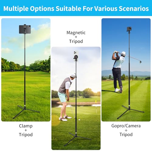 PrecisionMaster Golf Tripod - Heavy Duty Aluminum Base with iPad Pro Compatible, 52" Adjustable with Magnetic Mount, Golf Swing Analysis, Ideal for Golfers, Beginners - color: iPad Mount & Magnetic