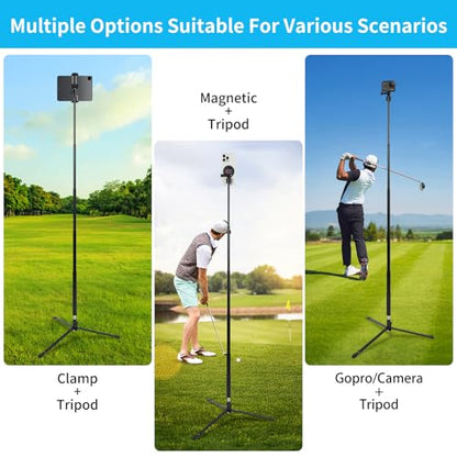 PrecisionMaster Golf Tripod - Heavy Duty Aluminum Base with iPad Pro Compatible, 52" Adjustable with Magnetic Mount, Golf Swing Analysis, Ideal for Golfers, Beginners - color: iPad Mount & Magnetic