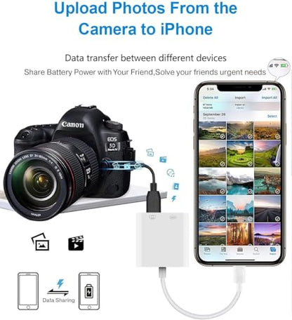 Lightning to USB 3 Camera Adapter, 2-in-1 [Apple MFi Certified] Lightning Male to USB 3.0 Female OTG Adapter with PD Charging Port for iPhone iPad,Mouse,Keyboard,Hub,Midi Port Adaptador Connector