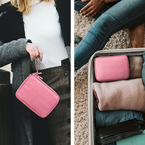 Cable Organizer Bag Travel Case for Electronics (Large, Dark Pink)