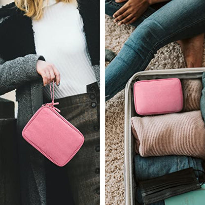 Cable Organizer Bag Travel Case for Electronics (Large, Dark Pink)