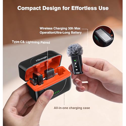 K80 Professional Mini Wireless Lavalier Microphone for iPhone Android Tablets (Lightning/USB C), Noise Reduction & Voice Changer, Magnetic Mini Lav Mic Lapel Clip on Mic for YouTube, TikTok, Vlogging - color: K80 All-in-One Pro Lavalier Mic (with Windscre