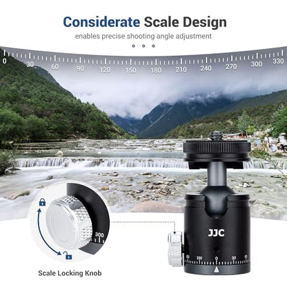 JJC Mini Ball Head, Ballhead Tripod Mount Adapter Converter for Tripod Monopod Camera LED Light Microphone, Cold Shoe Tripod Mount Adapter for Photography, 1/4''-20 to Cold Shoe Mount Adapter