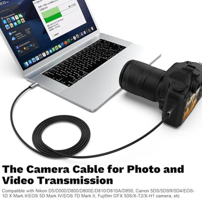 USB-C to USB Micro-B Camera Cable Cord Compatible with Nikon D5 D500 D800 D800E D810 D850, for Canon EOS 7D Mark II, 5D Mark IV, 5DS, 5DSR, 5D4, for Toshiba, Seagate Backup Plus External Hard Drive