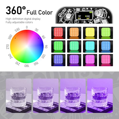 RGB Video Light with Tripod & Phone Clip, Portable LED Camera Light 2500K–9000K, 22 Scene Modes, Rechargeable On-Camera Lighting for Phone Vlogging, Streaming, TikTok, YouTube