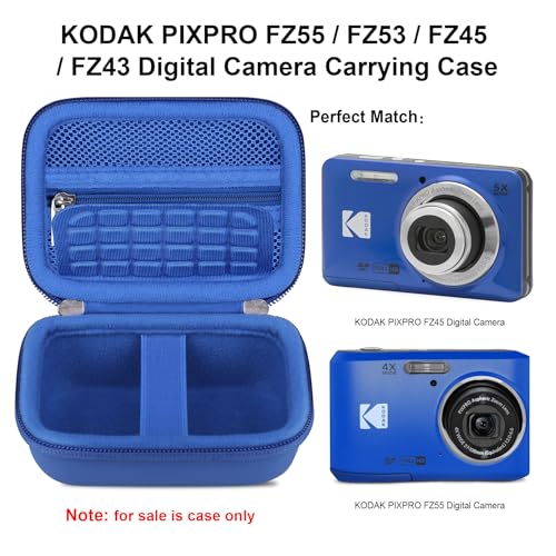 Elonbo Camera Carrying Case for KODAK PIXPRO FZ55 / FZ53 / FZ45 / FZ43 16MP Digital Camera, Vlogging Camera Storage Holder Travel Bag, Mesh Bag Fits Batteries, Cable, Memory Card, Blue - color: Blue