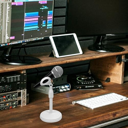 Musiin Microphone Stand, Desktop Mic Stand with Phone Holder Replacement Head, Adjustable Height, Suitable for Studio, Live Streaming, Podcast, and Online Meetings