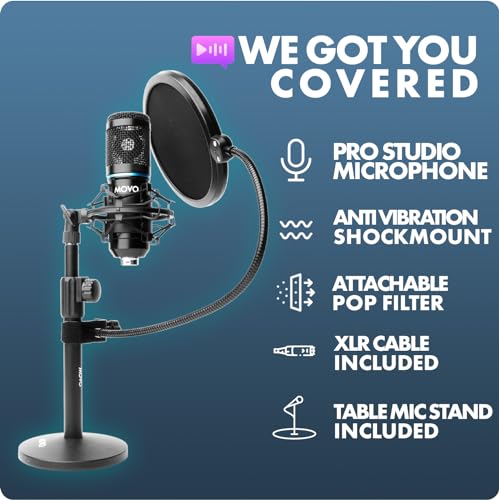 Movo PodPak2T 2-Pack Universal XLR Condenser Microphone Podcasting Equipment Bundle for 2 - Includes 2 Cardioid Mics, Desktop Stands, Shock Mounts, Pop Filters and Cables - Podcast and YouTube Kit - style: 2 Pack