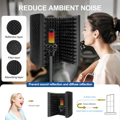 Aokeo Professional Studio Recording Microphone Isolation Shield,Suitable for Blue Yeti and Any Condenser Microphone Recording Equipment（AO-403）