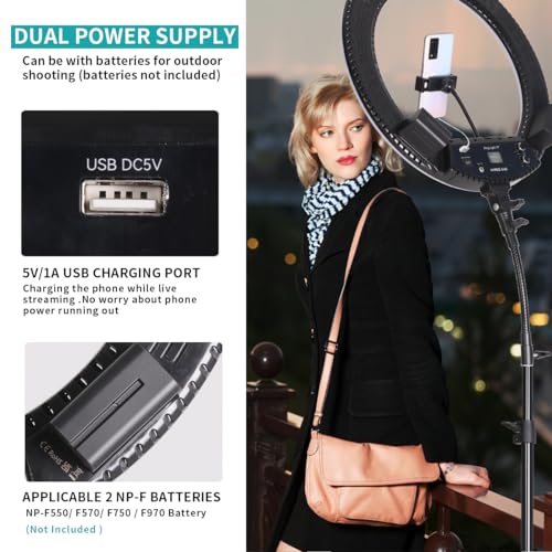 19 inch LED Ring Light Kit for Studio Portrait Photography, YouTube Video Recording, Live Streaming, Eyebrow Tattooing, Eyelash Beauty, Beauty Makeup and Lighting