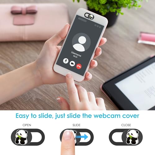 Laptop Camera Cover, Cute Webcam Cover Slide, Computer Camera Cover, iPad Accessories for Smartphone, iMac, Tablet, Desktop, Camera Blocker for Laptop to Protect Visual Privacy Security, Avoid Hackers - color: Lazy Panda-Black