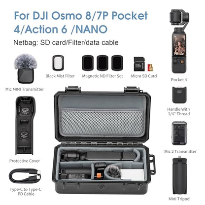 Carrying Travel Hard Case for Insta360 Luna Ultra For DJI Osmo Pocket 4 3 Creator Combo/For Xtra Muse Accessories DIY Waterproof Carrying Bag Vlogging (Case Only)