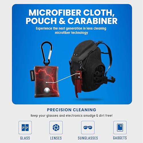 Microfiber Cloth & Glasses Wipes (3 Pack) Lens & Glasses Cleaning Cloth - Eyeglass Cleaner - Camera Lenses & Gadget Delicate Screens - Red - color: Red Lightning, size: 3 Pack
