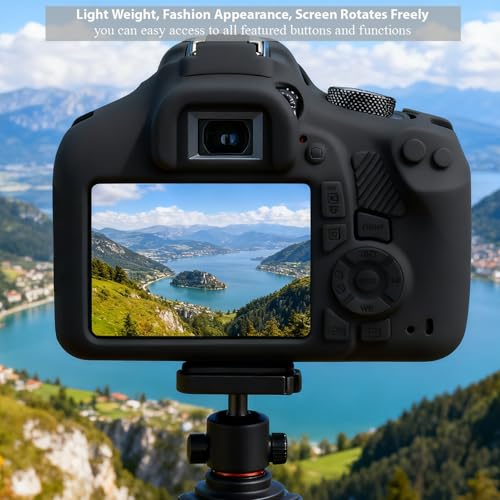 Case for Canon EOS Rebel T7 Rebel T6 Camera, Soft Silicone Rubber Protective Camera Case Cover Accessories, Lightweight, Anti-Scratch with Button Marking for EOS Rebel T7 T6 (Black) - color: Black