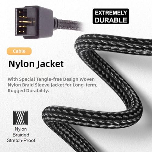 chenyang Motherboard 9/10Pin Male to USB 2.0 Male External Extension Nylon Braided Cable 20cm - style: Type-A Male