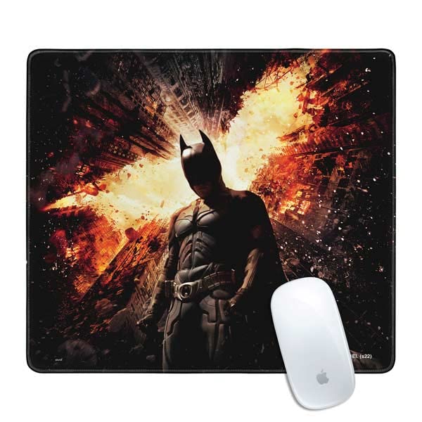 Skinit Small Gaming Mouse Pad - Officially Licensed The Dark Knight Rises Design with Stitched Edges, Waterproof, Non-Slip Rubber Base, Desk Mat for Keyboard & Mouse, 12.6" x 11" inches - color: Black - DRKNTR02, size: 12.6" x 11"