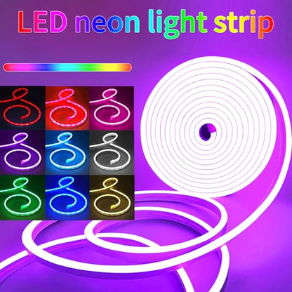 Neon Rope Lights，16.4ft RGB LED Strip Lights with Remote and App Control,Music Sync Flexible DIY Design,5V USB Powered Neon Lights for Bedroom, Living Room,Gaming,and Party Decoration - size: 16.4FT