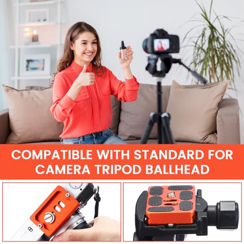 Frienda 2 Pieces Metal Quick Release Plate with 1/4''-20 Camera Screw Tripod Mount Plate Fits Standard for DSLR Camera Tripod Ball Head(Orange,Pu60) - color: Orange, style: PU60